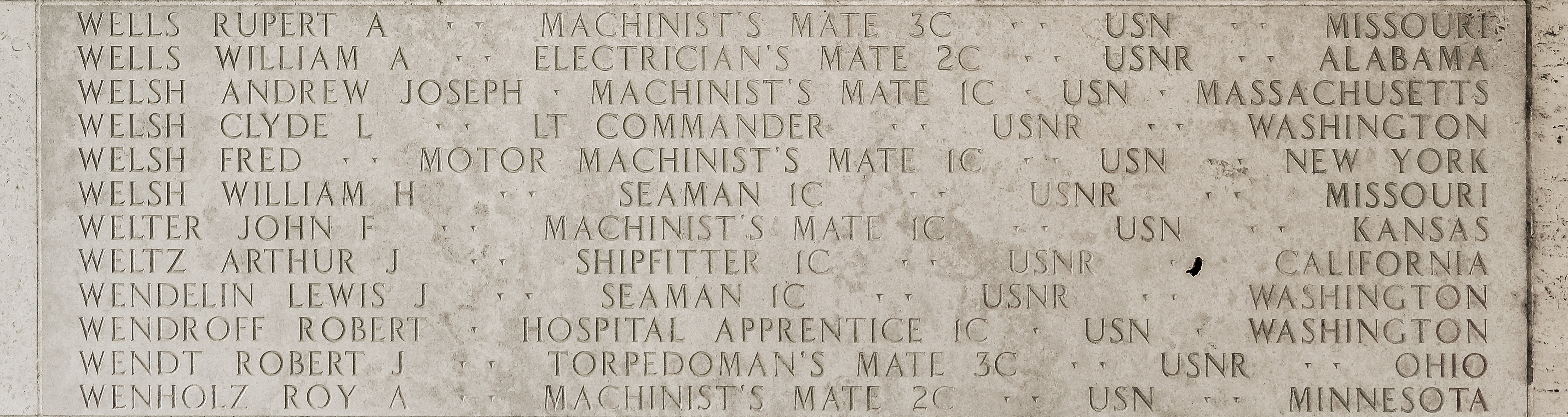 Andrew Joseph Welsh, Machinist's Mate First Class